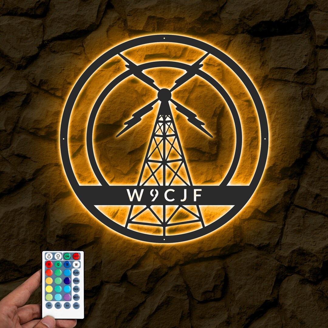 Personalized Ham Radio Metal Wall Art With Led Light Custom Amateur personalized-ham-radio-metal-wall-art-with-led-light-custom-amateur