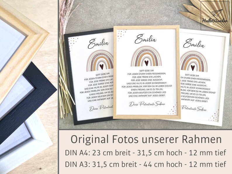 Taufgeschenk Taufe Poster personalisiert Patenbrief Regenbogen Jungen Mädchen Geschenke Taufpate Patengeschenk Patenonkel Patentante Spruch Bild 5