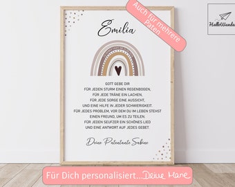 Patenbrief Taufe Poster personalisiert Regenbogen Jungen Taufgeschenk Mädchen Geschenke Taufpate Patengeschenk Patenonkel Patentante Spruch