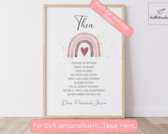 Taufgeschenk Taufe Poster personalisiert Patenbrief Regenbogen Mädchen Urkunde Geschenke Taufpate Patengeschenk Patenonkel Patentante Spruch