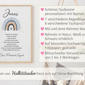 Taufgeschenk Taufe Poster personalisiert Patenbrief Regenbogen Jungen Mädchen Geschenke Taufpate Patengeschenk Patenonkel Patentante Spruch Bild 2