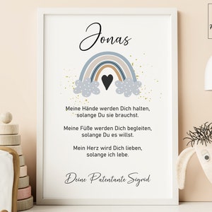 Taufgeschenk Taufe Poster personalisiert Patenbrief Regenbogen Jungen Mädchen Geschenke Taufpate Patengeschenk Patenonkel Patentante Spruch Bild 10