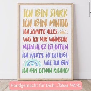 Affirmation Poster Wandbild für Kinder - Kinderzimmer, Wohnzimmer oder Küche - Motivation und Selbstbewusstsein, Minimalistisch schlicht