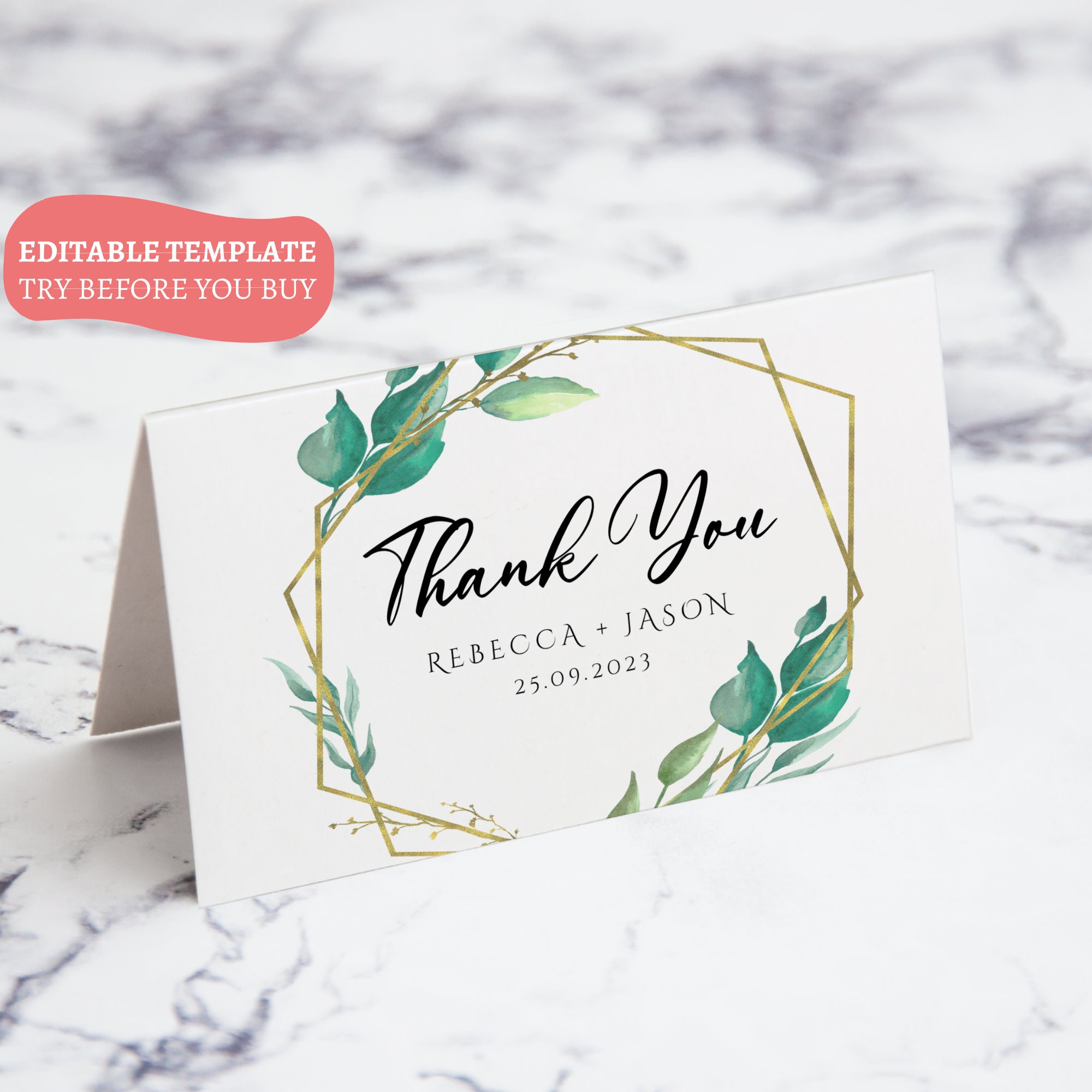 Editable Printable Thank You Card, Minimalist Thank You Card, Modern ...