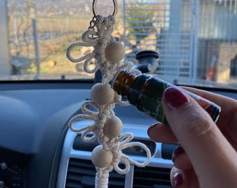 Makramee-Auto-Diffusor-Set, hängender Lufterfrischer, natürliches Makramee-Dekor (Öl nicht enthalten)