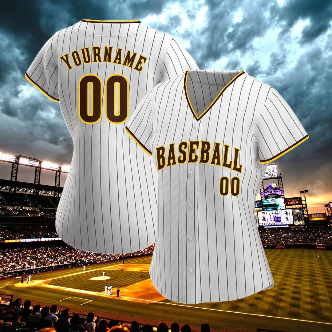 Personalized Women Baseball Jersey, Custom Stripe Line Baseball Jersey