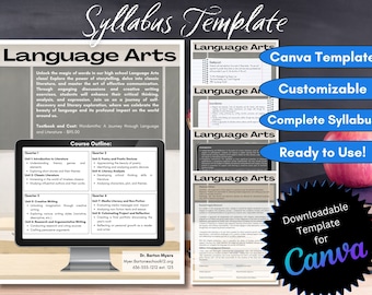 Syllabus Template | Canva Template | Middle High School | Custom Syllabus | Fully Customizable | Editable Syllabus | Graphic Syllabus | Fun