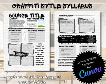 Plantilla de programa de estudios Plantilla de Canva Programa de estudios divertido Programa de estudios de Graffiti Programa de estudios de la escuela secundaria Programa de estudios de la escuela secundaria Plantilla de programa de estudios personalizado