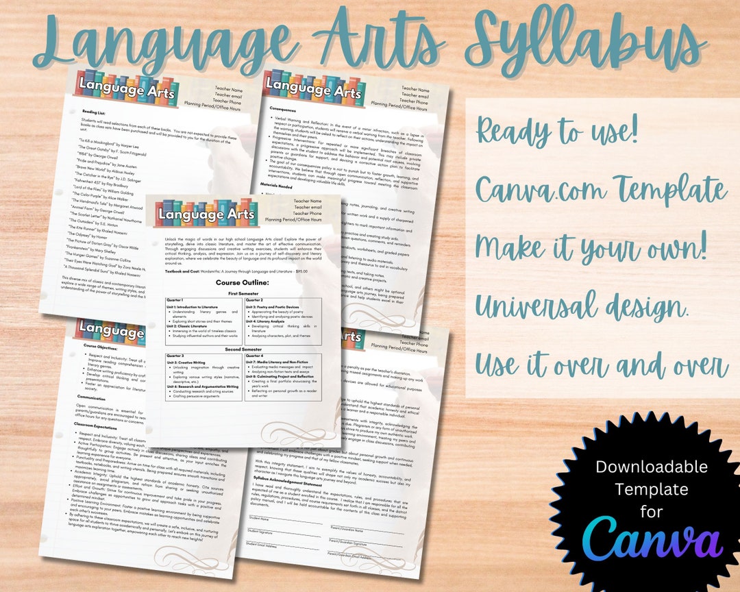 Language Arts Syllabus Template Middle School High School Canva Language Arts Syllabus Template Middle School High School Canva