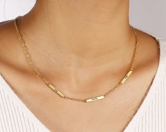 Collier personnalisé de nom multiple pour des femmes - collier de trombone de monogramme, cadeau d'obtention du diplôme, collier gravé de maman, collier de nom d'enfants