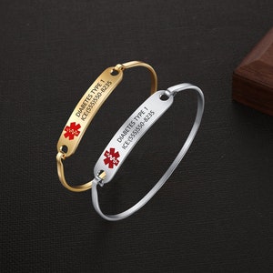 Personalisieren Sie Edelstahl medizinisches Armband für Frauen, weibliches medizinisches Alarm ID Armband, minimalistisches Armband - Geschenk für sie, medizinischer Schmuck