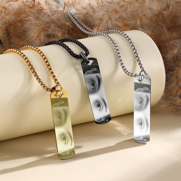 Collar personalizado con ojos humanos, collar con foto grabada para él/ella, collar "Yo contigo", regalos de cumpleaños, regalos para novio