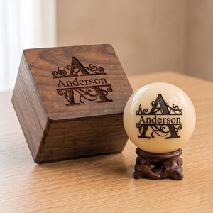 Boule De Billard Personnalisée – Gravure Laser Texte Ou Logo, 57 Mm, Avec étui, Cadeau Anniversaire Pour Papa