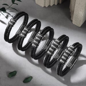 Pulsera de cuero personalizada para hombre, pulsera personalizada con 2 a 6 nombres, pulseras con nombre para niños, regalos para papá y esposo, regalo para el Día del Padre