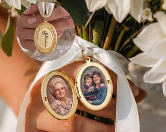 Ciondolo personalizzato con foto del bouquet da sposa, ciondolo personalizzato per medaglione con foto del matrimonio, ricordo del matrimonio, regalo commemorativo per la sposa