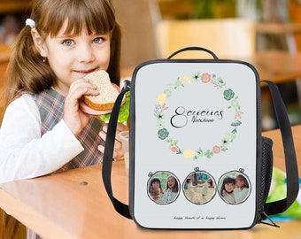 Personalisieren Sie die Lunch-Tasche für Mädchen, Jungen, benutzerdefiniertes Alter, Name und Fotos-Lunchbox- Wasserdichte Lunchbox, Geschenk für Kinder