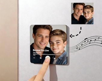 Imán de nevera con foto musical personalizado, reproduce canciones completas/caja de música MP3, recuerdo de buzón de voz, regalo de aniversario de cumpleaños para él, regalos para papá