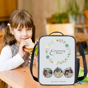 Personalize Lunch Bag for Girls Boys,Custom Age, Name and Photos Lunch Box Waterproof Lunch Tote,Back-to-School Gift for Child image 1