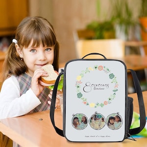 Personalize Lunch Bag for Girls Boys,Custom Age, Name and Photos Lunch Box Waterproof Lunch Tote,Back-to-School Gift for Child image 1