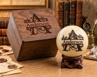 Custom Billiard Cue Ball, Personalized Engraved Logo Pool Ball with Gift Box, Billiards Lover Gift, Wedding Gift for Him, Groomsmen Gift