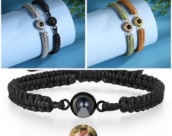 Bracciale personalizzato per proiezione fotografica,bracciale in corda intrecciata,bracciale commemorativo,bracciale con foto,regali di anniversario,regali per la festa della mamma per lei