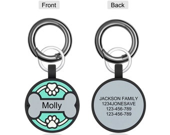 Personalisierte Haustiermarke,Hundehalsbänder,anpassbar mit dem Namen des Haustieres und der Notfallkontakt-ID,Verlorene Hundemarke,Hundehalsband,Katzenmarke,Katzenhalsband