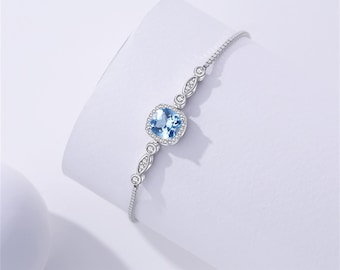 Bracelet de naissance personnalisé pour femme, bracelet en pierres précieuses carrées, style minimaliste, argent S925-cadeaux pour maman, petite amie, fille et amis