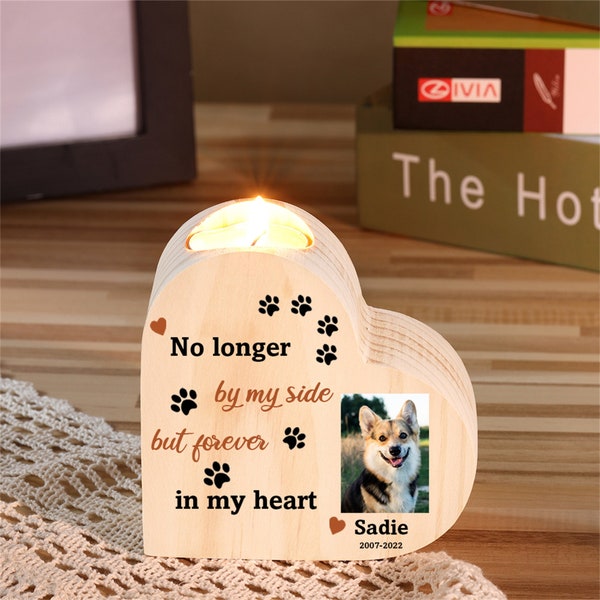 Portacandele commemorativo personalizzato per animali domestici, personalizzabile con foto, nome e data, regalo per la perdita del cane, regalo per il ricordo dell'animale domestico, portacandele per foto tealight