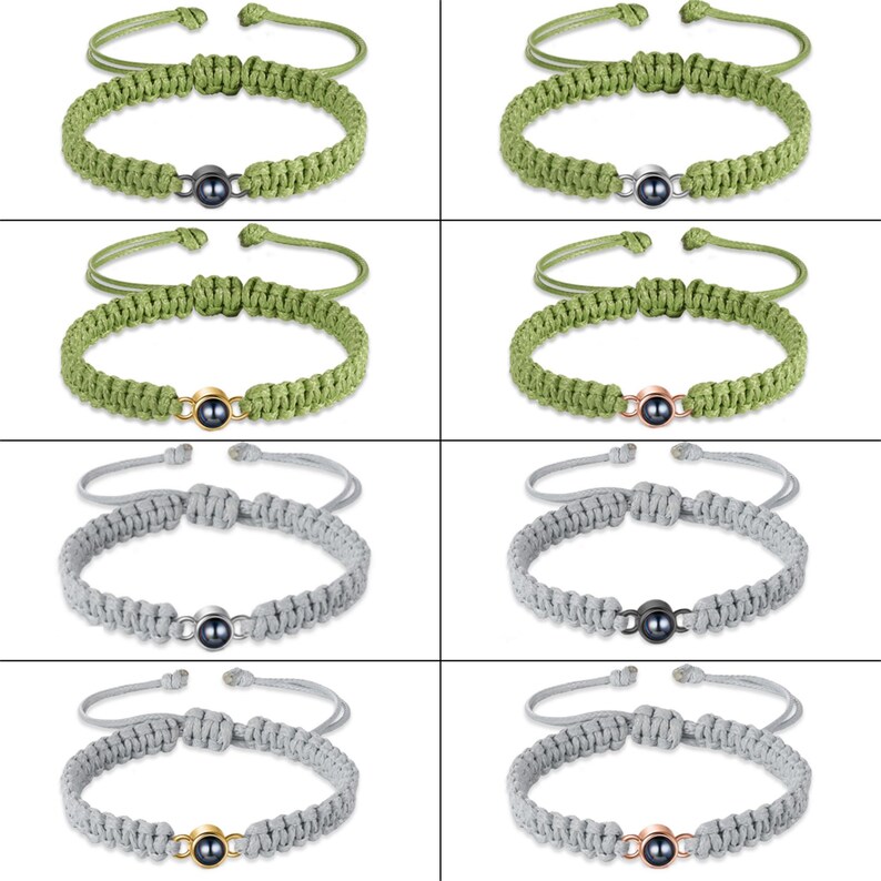 Personalisieren Sie Fotoprojektions-Armband für Männer&Frauen, Minimalismus-Bildprojektions-Perlenarmband, geflochtenes Seil-Armband, Erinnerungsgeschenk für Mutter Bild 7