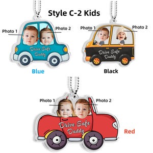 Personliga bildhängare för barn 1-4 år, akryldekoration för kör säkert pappa, present till ny pappa, present till ny förare, babyfotopresent till maken bild 10