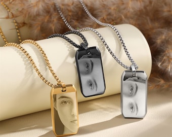 Collar personalizado con ojos humanos, collar "Te veo", regalos de cumpleaños, regalos para novio, collar con foto de ojos grabados para él, larga distancia