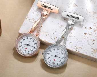 Personalized Name Nurse Pocket Watch,Custom Name Fob Watch,Rhinestone Nurse Watch,Gift for Nurse Graduates,Gifts for Midwives,Nurse student