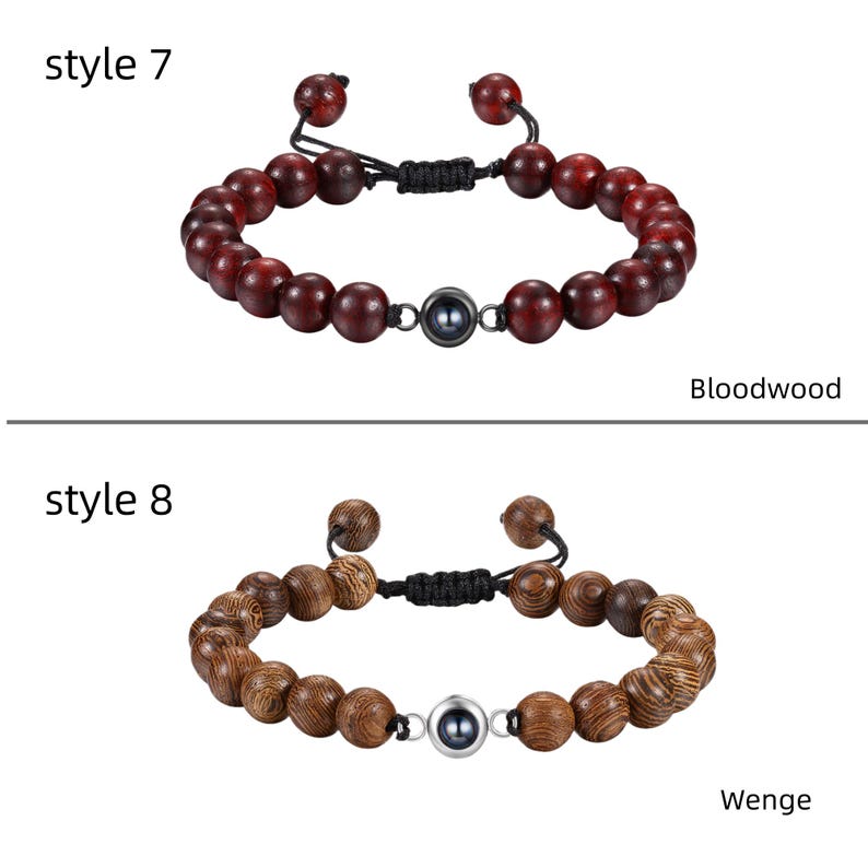 Personalized Men's Photo Projection Bracelet, Men Beaded Bracelet,Custom Picture Bracelet, Memorial Gifts for Him, Gift for Husband/ Dad image 10