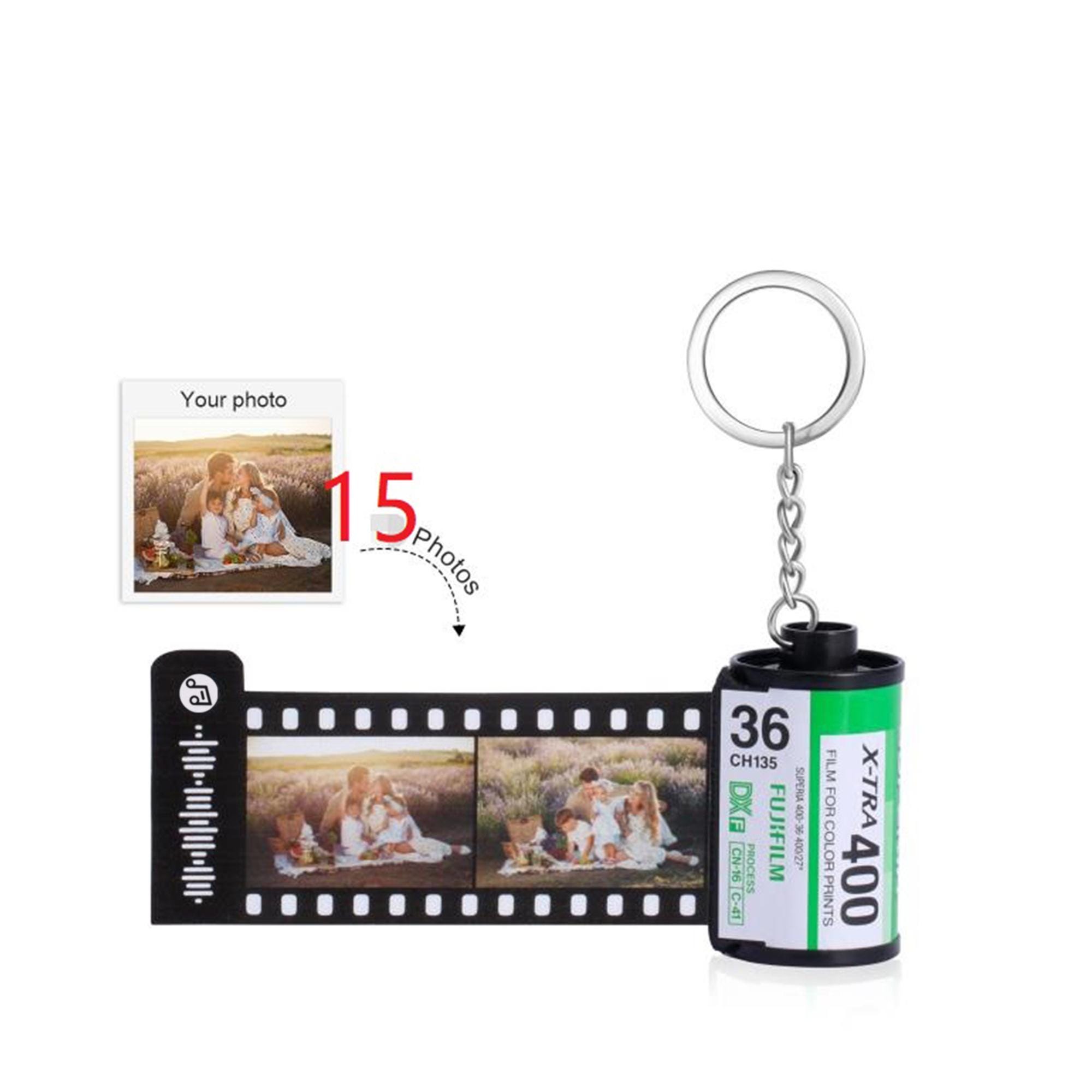 Customizable Film Photo Keychain with Music Code ,Personalize with 5-15 Photos,Camera Roll Gift,Gift for Boyfriend, Family , Memory Gift