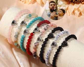 Personalisiertes Fotoprojektionsarmband, benutzerdefiniertes Bildperlenarmband, Herzcharmearmband, Paararmbänder, Geschenke für Mutter, Geschenke für Sie