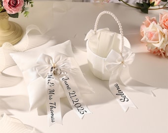 2025 Anpassad Pärlhandtag Blomsterflickkorg, Personlig Bröllopsdekorationsset, Brudblomkorg, Bröllopstillbehör, Present till Nyblivna Paret