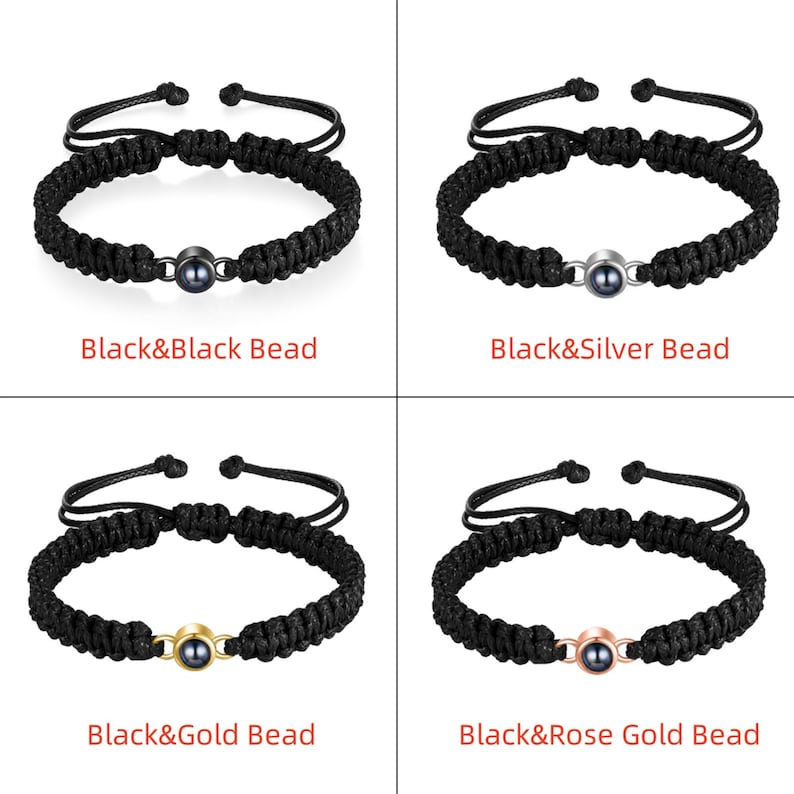Personalisieren Sie Fotoprojektions-Armband für Männer&Frauen, Minimalismus-Bildprojektions-Perlenarmband, geflochtenes Seil-Armband, Erinnerungsgeschenk für Mutter Bild 4