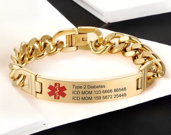 Personalized Medical Alert Bracelet,Customized Medical Information and Emergency ID, for Epilepsy, Heart Disease, and Alzheimer&#39;s Patients