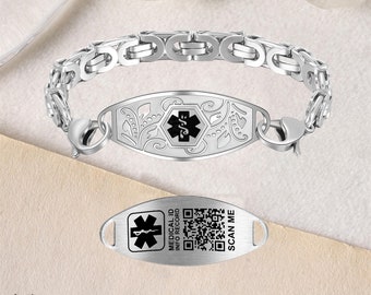 QR Code Medical Alert ID Adjustable Bracelets for Men/Women,Medical Gift for Patient with Epilepsy,Diabetes,Allergy and Alzheimer's Disease