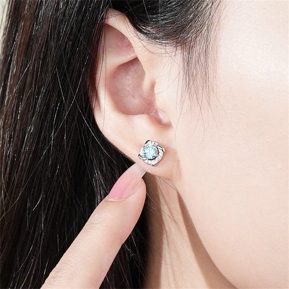 Customized Birthstone Stud Earrings for Women Minimalistic  Jewelry,Personalized Gemstone Earrings,Gift for Girlfriend ,Mother