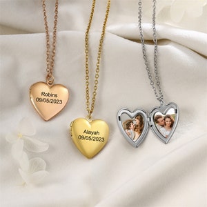 Personalisierte Herz-Medaillon-Halskette mit Foto, individuelle 2-Foto-Medaillon-Halskette, geheimes Geschenk für Freunde, Muttertagsgeschenk, beste Freundin