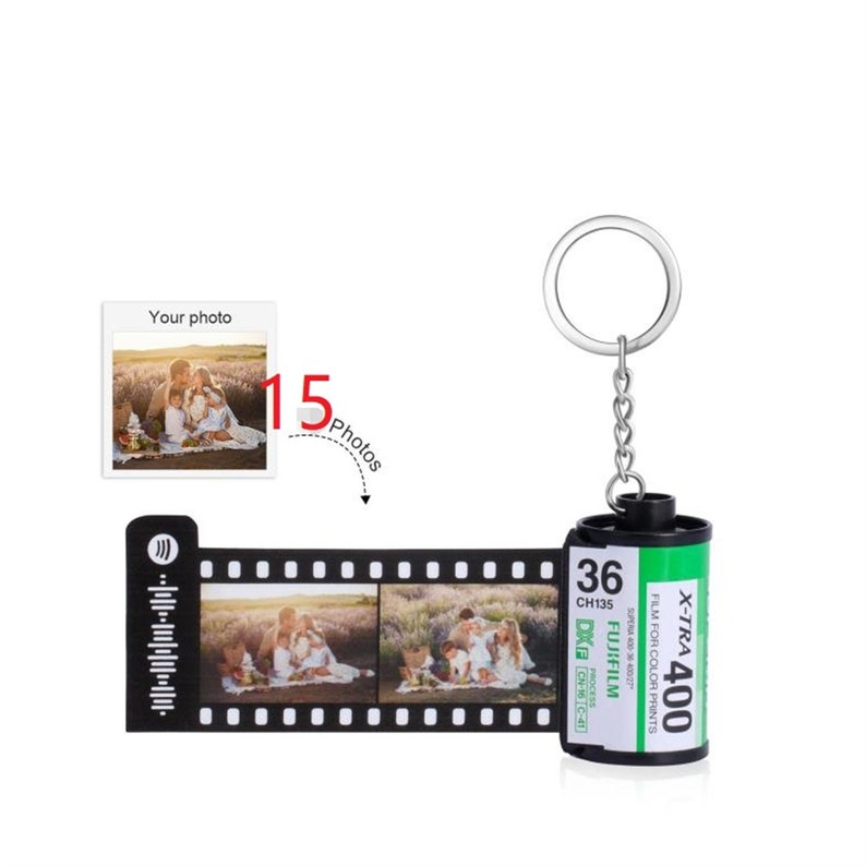 Customizable Film Photo Keychain with Music Code ,Personalize with 5-20 Photos,Camera Roll Gift,Gift for Boyfriend, Family , Memory Gift image 9