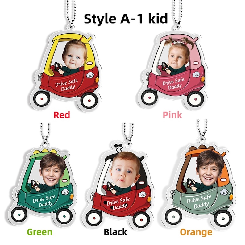 Personliga bildhängare för barn 1-4 år, akryldekoration för kör säkert pappa, present till ny pappa, present till ny förare, babyfotopresent till maken bild 8