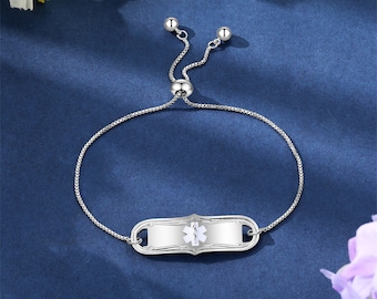 Personalized Women Medical Bracelet,Emergency Alert ID Bracelet,Medical ID Jewelry,Gifts for Diabetics, Allergy,and Epileptics,Gifts for Her
