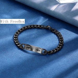 Pulsera con foto de ojo personalizada, pulsera grabada con ojo humano, pulsera "Te veo", regalo para una relación a distancia, joyería para ojos.