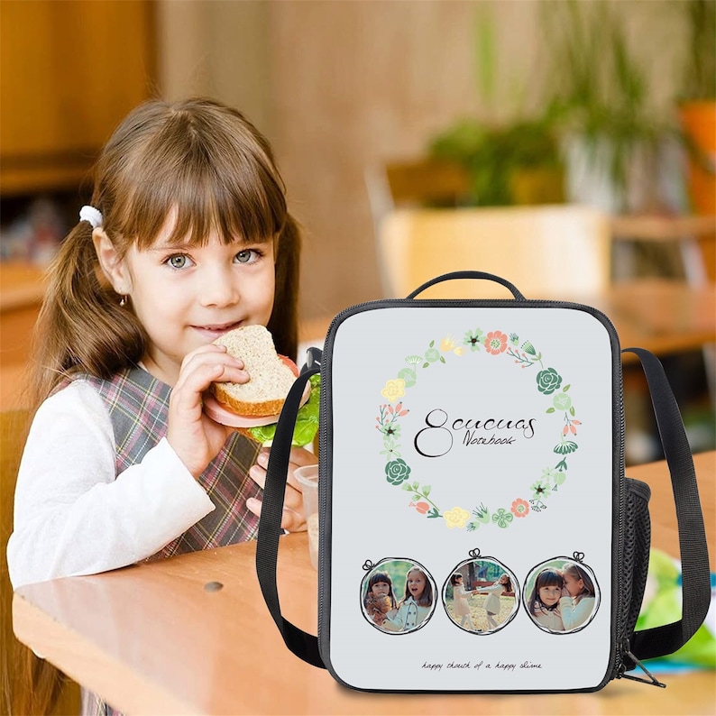 Personalize Lunch Bag for Girls Boys,Custom Age, Name and Photos Lunch Box Waterproof Lunch Tote,Back-to-School Gift for Child image 1