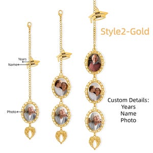 Borla de formatura personalizada com 1 a 3 fotos, borla comemorativa de formatura com asas de anjo, borla personalizada para chapéu de formatura, presente de formatura Style2-Gold