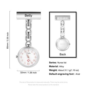 Orologio da tasca da infermiera con nome personalizzato, orologio da infermiera con spilla, souvenir di nozze, progettato esclusivamente per infermieri, estetiste e ostetriche Style 2-Silver