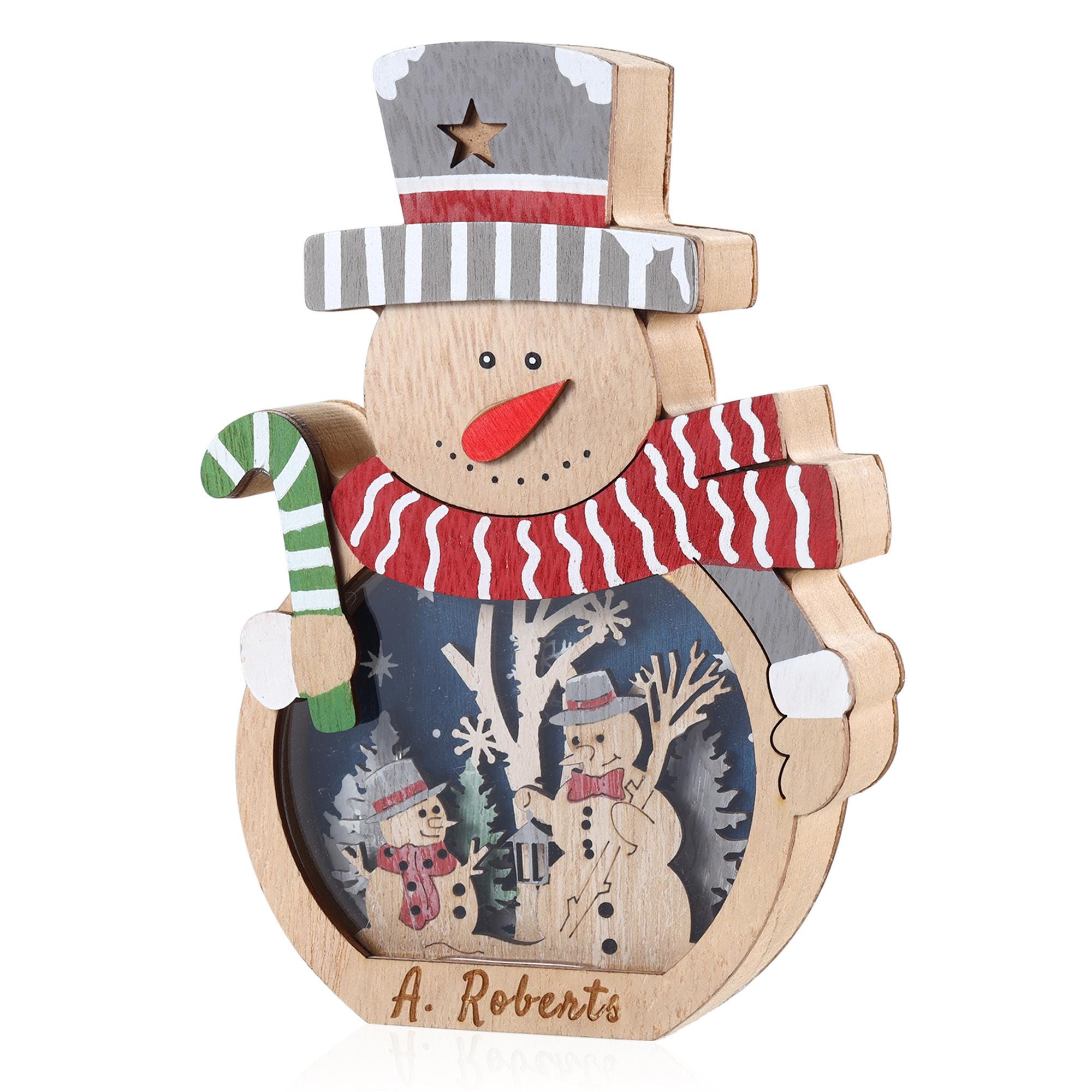 Custom Wooden Snowman/Santa Lantern,Christmas Night Light with Kids Name,Desktop Decor,Xmas Ornaments With Light,Christmas Gifts For Kid