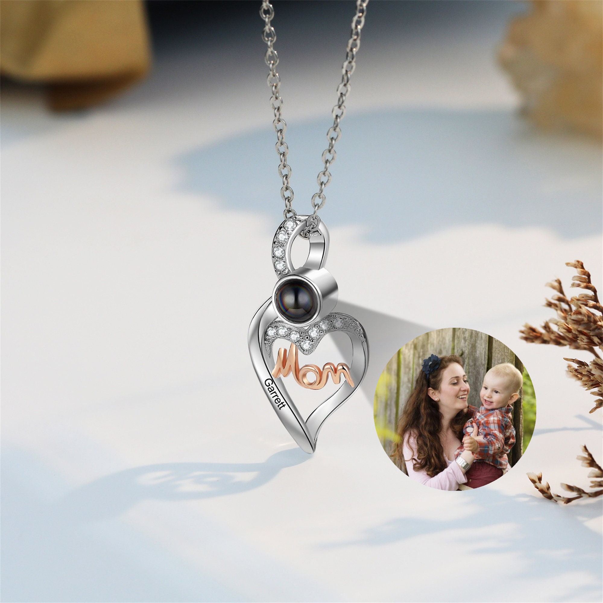 Personalized Photo Projection Mom Necklace